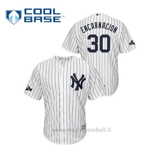 Maglia Baseball Uomo New Y Ork Yankees 30 Edwin Encarnacion 2019 Postseason Cool Base Bianco